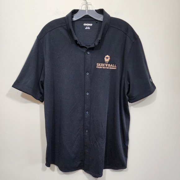 Ogio button front Skrewball Whiskey embroidered short sleeve shirt woman size XL - Picture 1 of 8